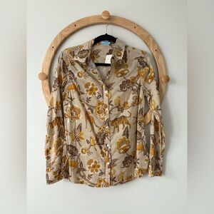 Floral and Tiger Print Button-Up Shirt